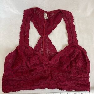 Intimately Free People Gallon racerback burgundy lace bralette size small